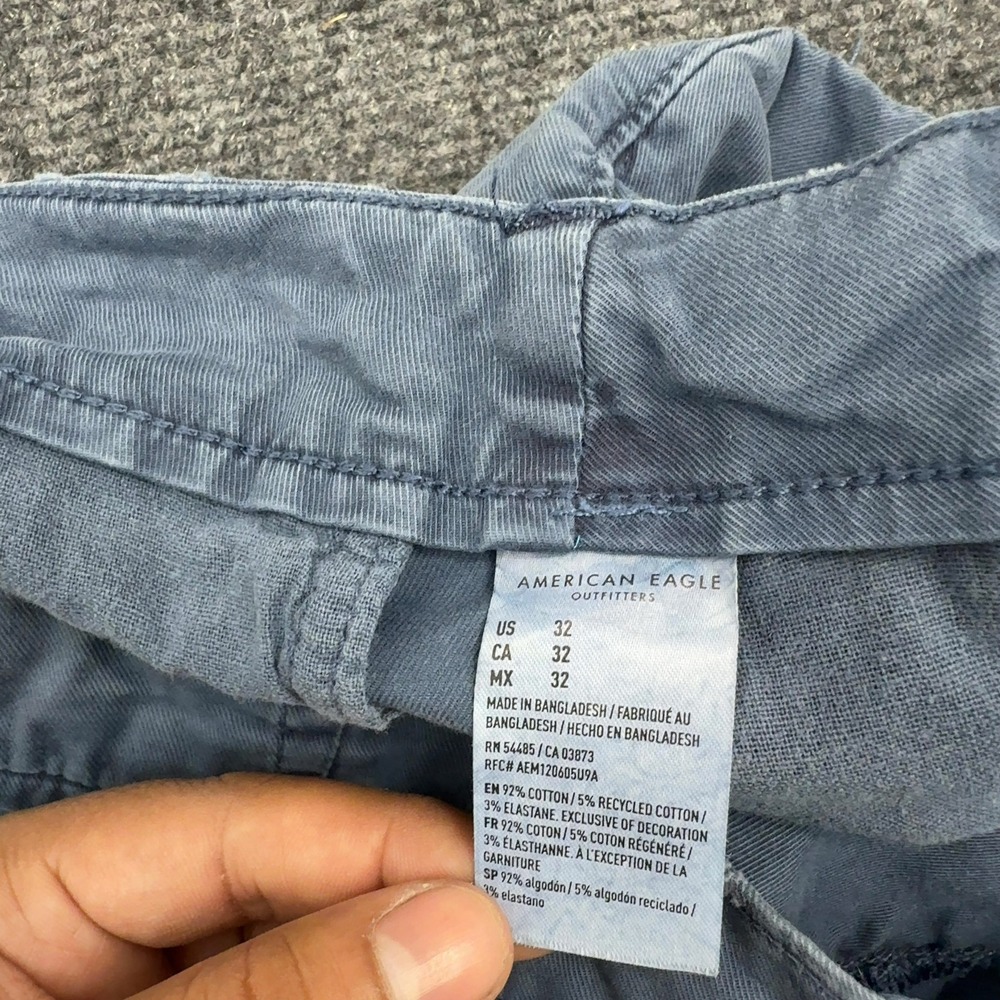 American Eagle Shorts Mens 32 Blue Cotton Flex Chino Flat Front Casual Summer - Picture 6 of 9